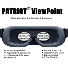Load image into Gallery viewer, Patriot ViewPoint Head Gear Wearable Portable Low Vision Magnification System &amp; OCR Speech Capable with 1 Year Warranty

